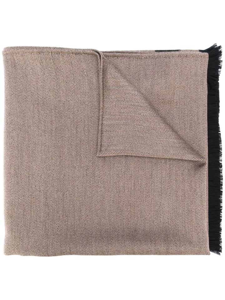 Giorgio Armani Logo Panelled Scarf - Brown