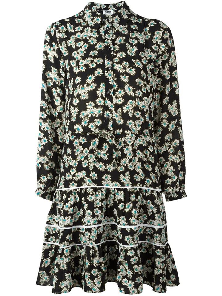 Sonia By Sonia Rykiel Drop Waist Shirt Dress, Women's, Size: 38, Black, Polyester/spandex/elastane
