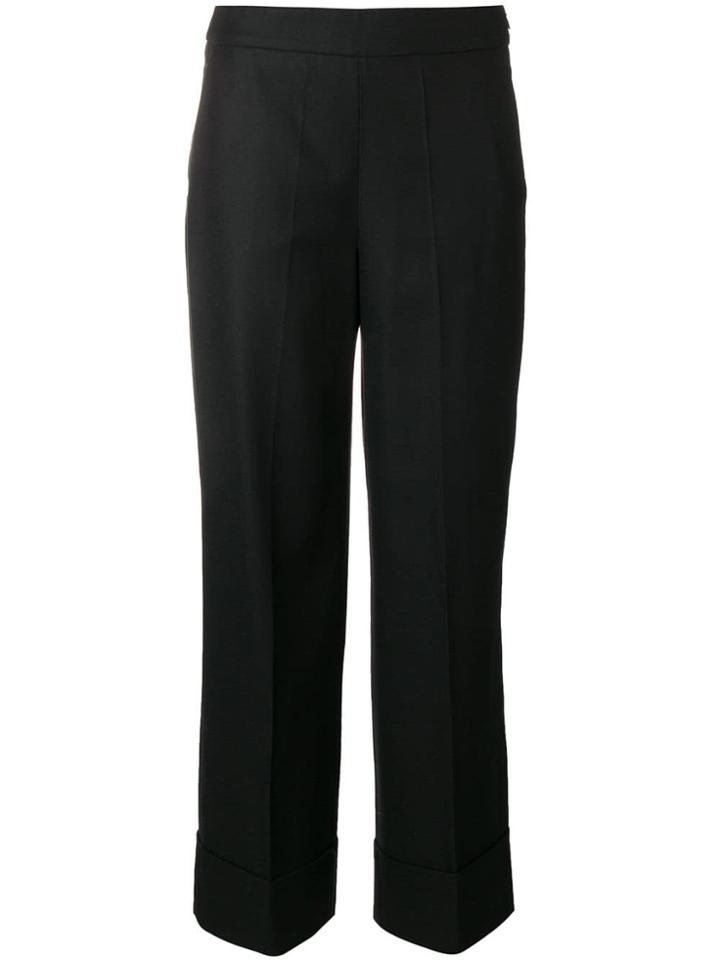 Incotex Wide Leg Cropped Trousers - Black