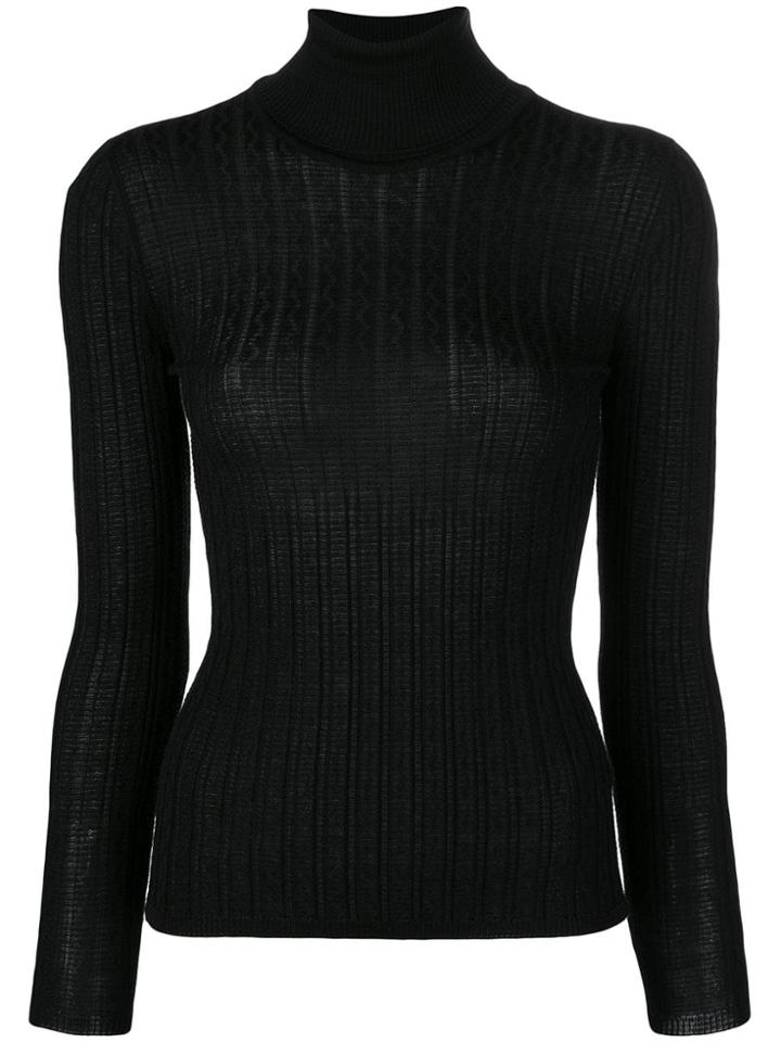 M Missoni Zigzag Rib Turtleneck Sweater - Black