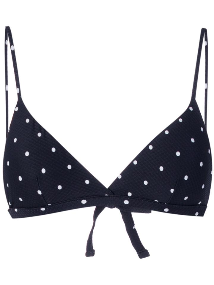 Asceno Polka Dot Triangle Bikini Top - Blue