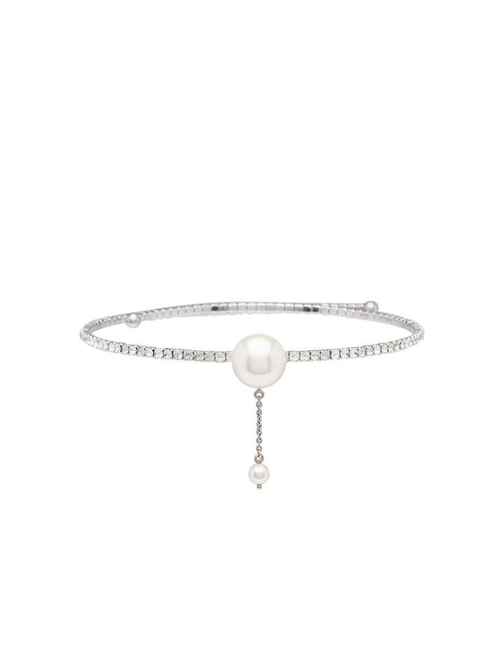 Miu Miu Choker With Crystals And Pendant - Silver