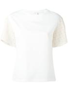 See By Chloé Lace Ruffled Sleeve T-shirt, Women's, Size: Large, White, Cotton