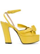 No21 Abstract Bow Platform Sandals - Yellow & Orange