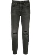 Levi's High-rise Ripped Cropped Jeans - Black
