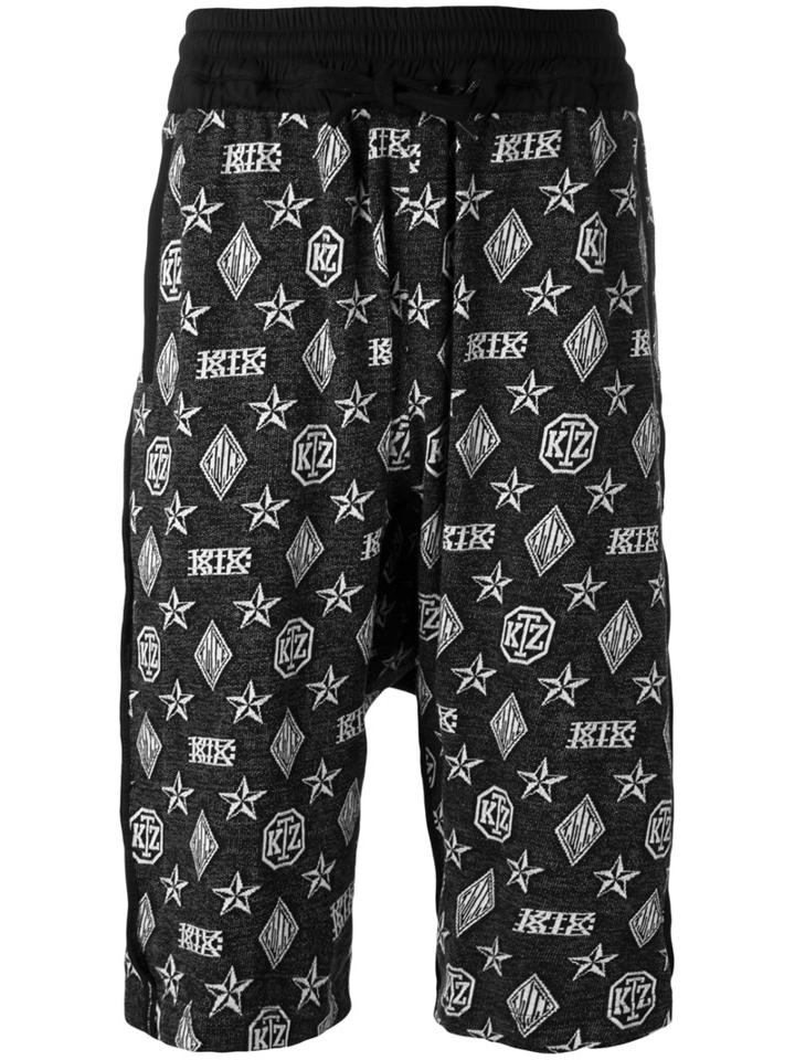 Ktz - Monogram Harem Shorts - Unisex - Cotton - S, Black, Cotton