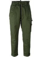 Dsquared2 Cropped Cargo Pants, Women's, Size: 42, Green, Cotton/spandex/elastane