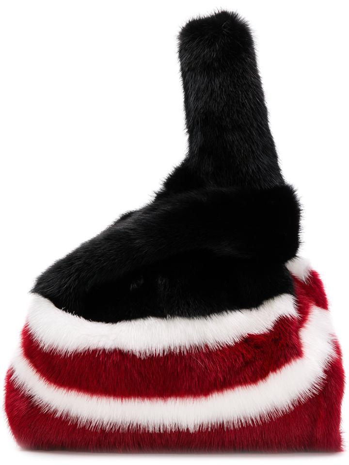 Simonetta Ravizza Furrissima Stripe Tote Bag - Black