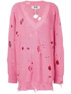 Msgm Oversize Holey Knitted Jumper - Pink