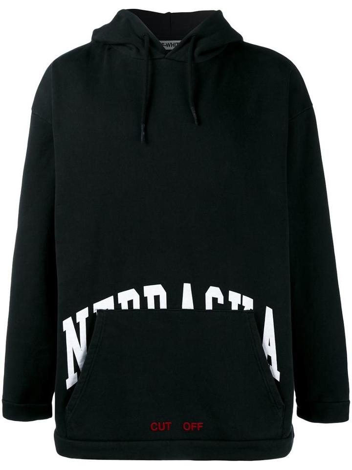 Off-white Stripe Print Hoodie, Men's, Size: Small, Black, Cotton