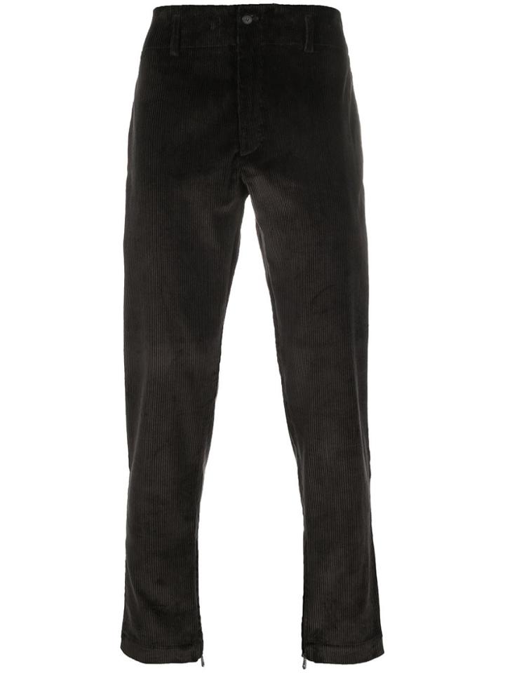 Salvatore Ferragamo Corduroy Effect Straight Trousers - Brown