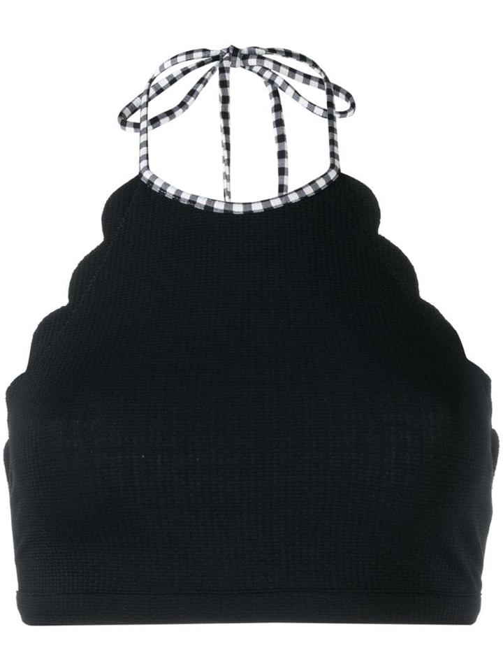 Marysia Check Detail Bikini Top - Black
