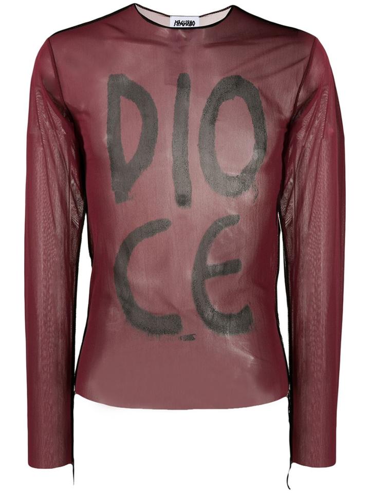Magliano Sheer Mesh Lettering T-shirt - Red