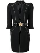Elisabetta Franchi Star Belt Paneled Dress - Black