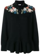 Red Valentino Zipped Floral Jumper - Black