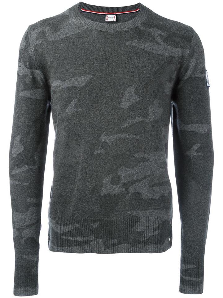 Moncler Gamme Bleu Camouflage Jumper, Men's, Size: Xl, Grey, Virgin Wool