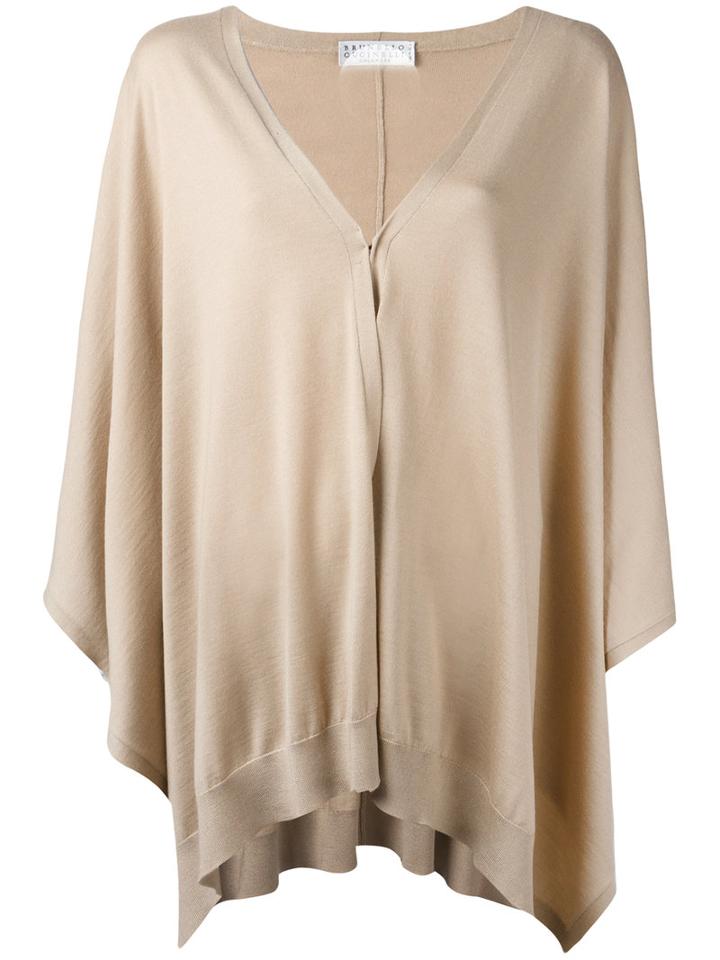 Brunello Cucinelli Flared Cardigan, Women's, Size: Medium, Nude/neutrals, Cashmere/silk