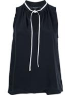 Derek Lam Drawstring Neck Detail Top, Women's, Size: 48, Black, Silk