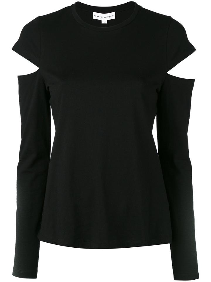 Robert Rodriguez - Slit Longsleeves T-shirt - Women - Cotton - M, Black, Cotton