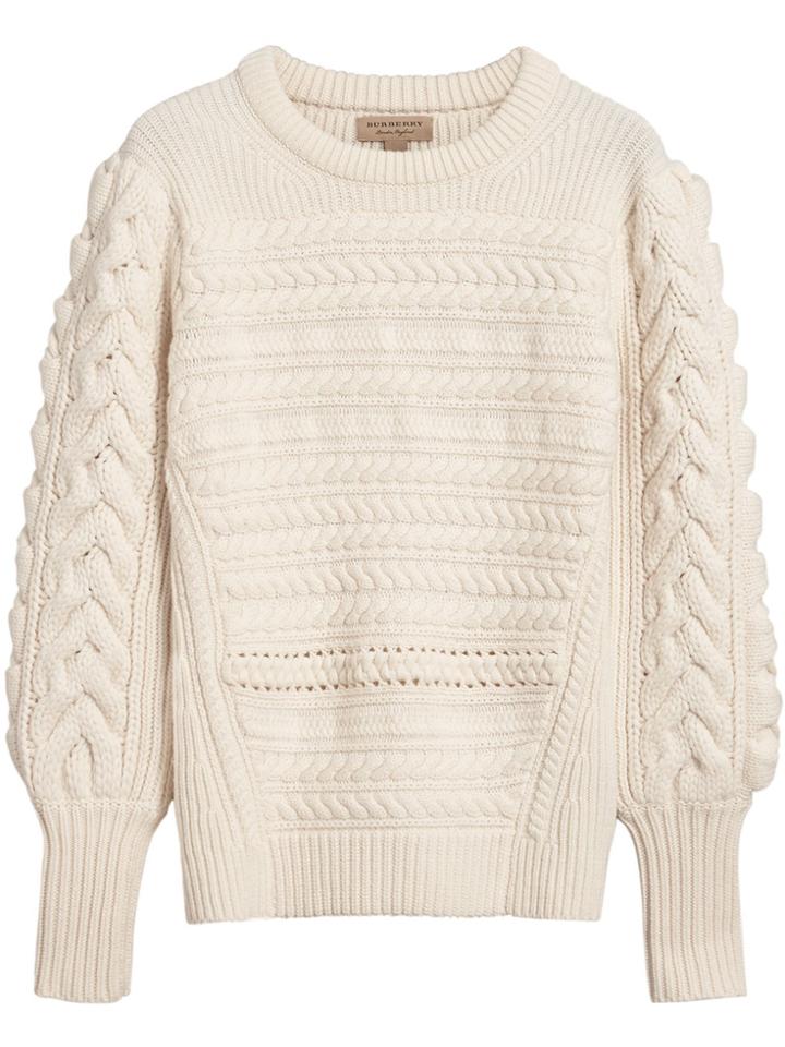 Burberry Cable Knit Sweater - Nude & Neutrals