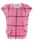 Msgm Houndstooth Check Top - Red