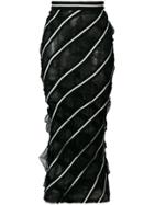 Thom Browne Trouser Length Pencil Skirt In Tulle Seersucker - Black