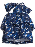 Msgm Detachable Bow Tiered Top - Blue