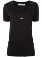 Off-white Scoop Neck T-shirt, Women's, Size: Small, Blue, Cotton/lyocell
