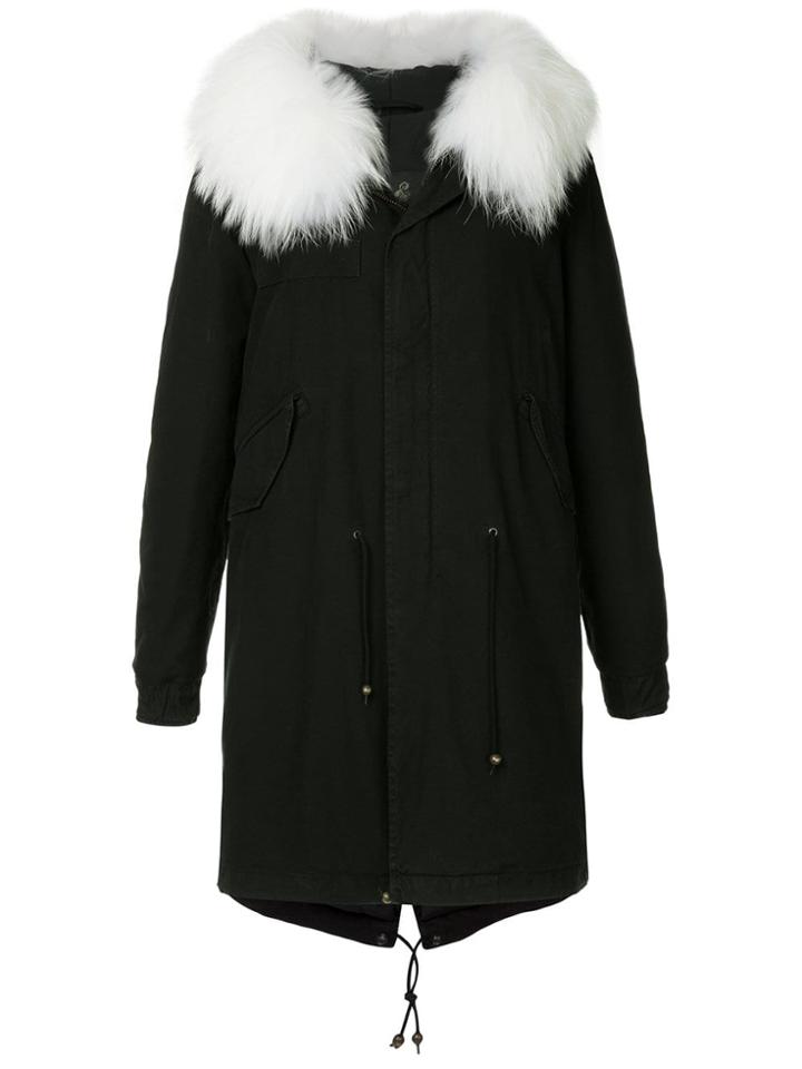 Mr & Mrs Italy Fur Hooded Coat - Black