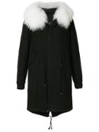 Mr & Mrs Italy Fur Hooded Coat - Black