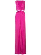 Balmain - Cut Out Detail Dress - Women - Cupro - 36, Pink/purple, Cupro