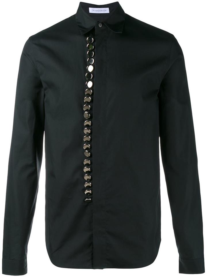 J.w.anderson Studded Detail Shirt, Men's, Size: 44, Black, Cotton