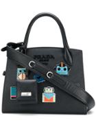 Prada Galleria Robot Appliqué Tote - Black