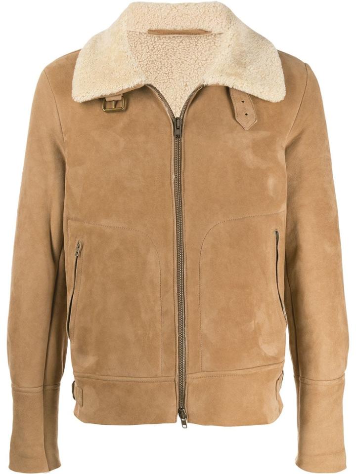 Salvatore Santoro Shearling-trimmed Aviator Coat - Brown