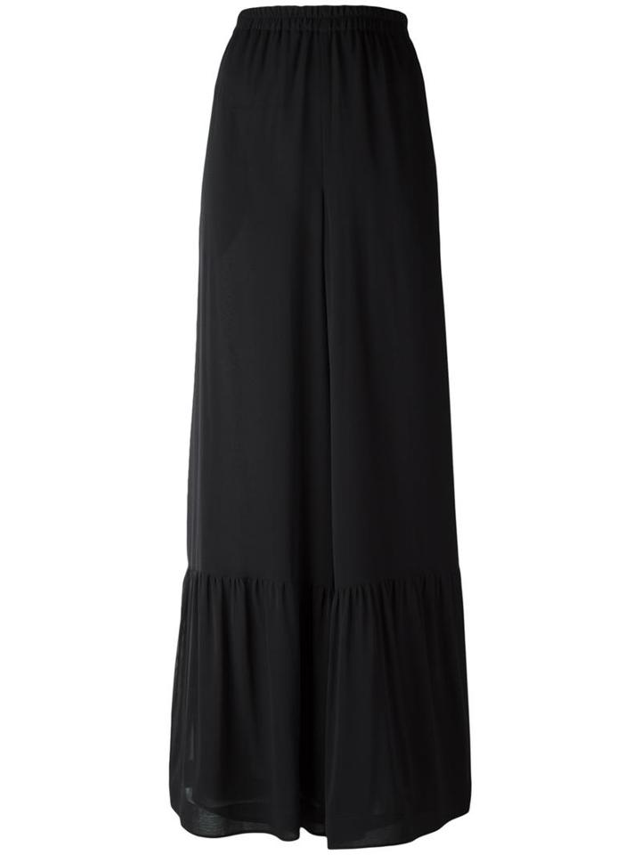 Red Valentino Ruffled Sheer Detailing Trousers, Women's, Size: 44, Black, Silk/spandex/elastane