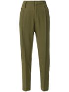 Forte Forte Cropped Pleated Trousers - Green