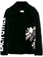 Each X Other Text And Flower Print Peacoat - Black