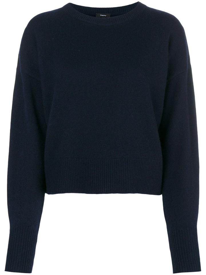Theory Cashmere Round Neck Jumper - Blue