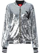 Joyrich Playboy Sequin Bomber Jacket, Women's, Size: Xs, Grey, Polyester