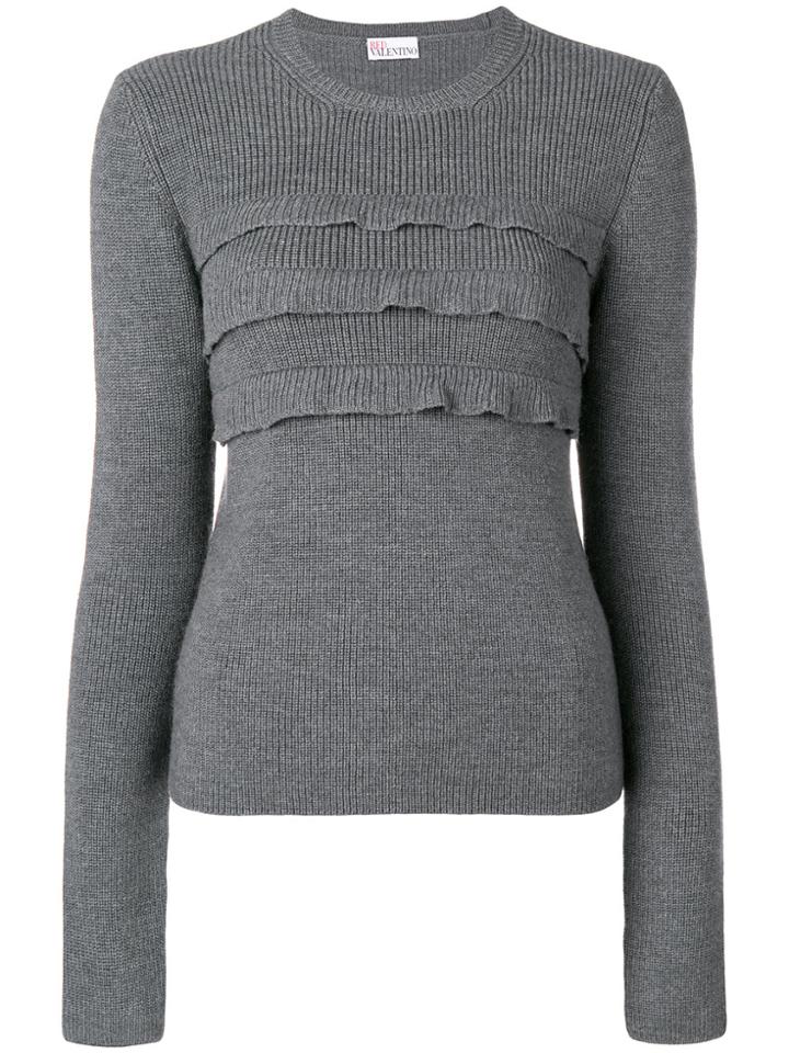 Red Valentino Ruffled Front Jumper - Grey