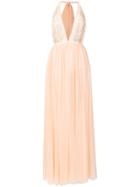 Elisabetta Franchi Deep V-neck Embellished Evening Dress - Yellow &