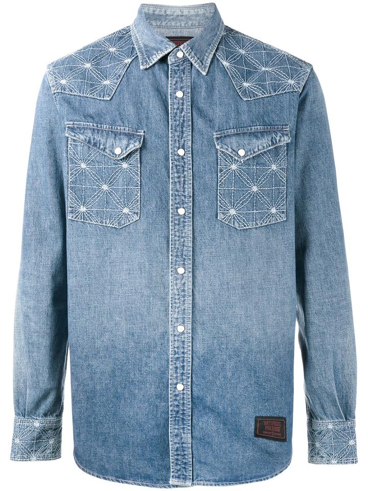 Neighborhood X Fuct Ssdd Denim Shirt, Men's, Size: Medium, Blue, Cotton