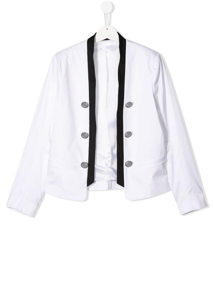 Balmain Kids Contrast Trim Blazer - White