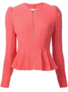 Rebecca Taylor Peplum Hem Jacket, Women's, Size: 8, Pink/purple, Cotton/polyester/polyimide/spandex/elastane