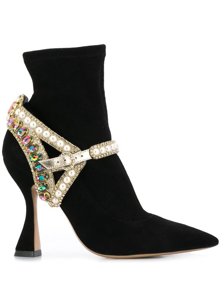 Sophia Webster Crystal-embellished Ankle Boots - Black