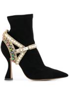 Sophia Webster Crystal-embellished Ankle Boots - Black