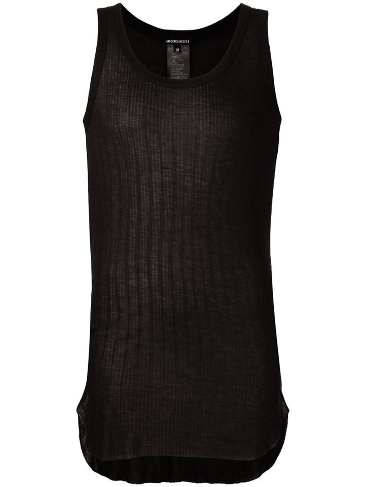 Ann Demeulemeester Scoop Neck Tank Top, Women's, Size: 42, Black, Silk/rayon