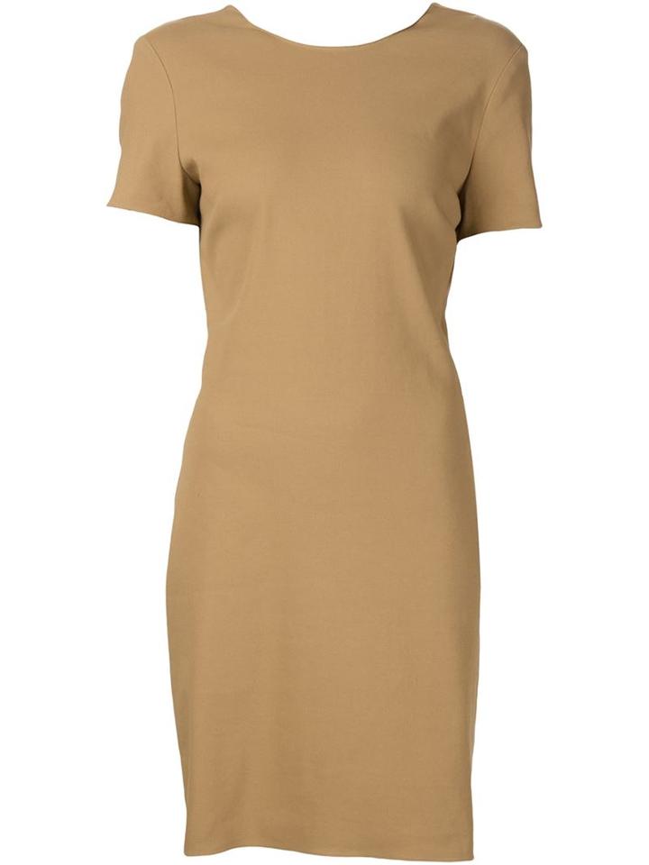 Lanvin Back Bow Dress, Women's, Size: 42, Nude/neutrals, Cotton/linen/flax/spandex/elastane/viscose