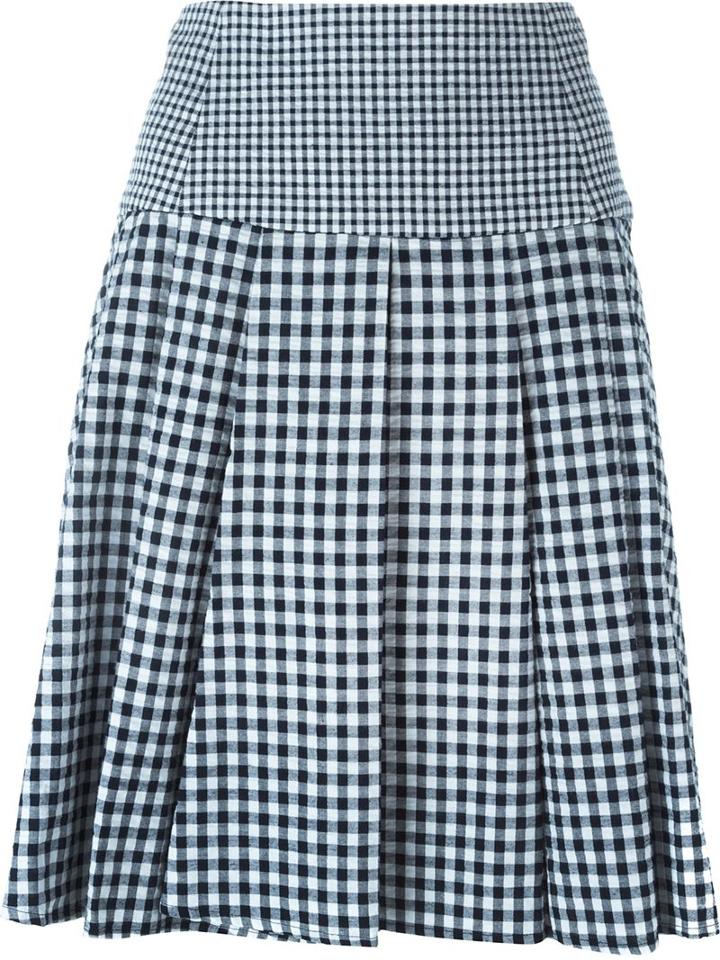Michael Michael Kors Checked Skirt, Women's, Size: 6, Blue, Cotton