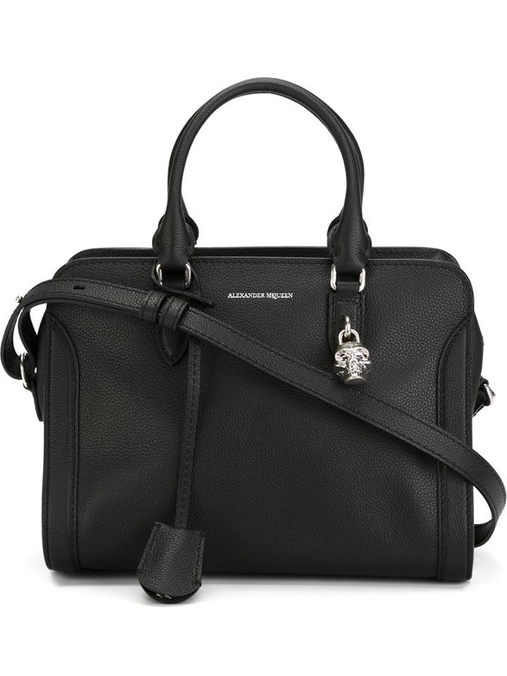 Alexander Mcqueen Small Padlock Tote, Women's, Black, Leather
